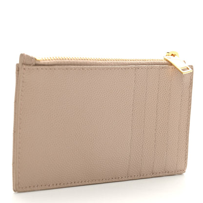 Saint Laurent Monogram Grain de Poudre 5 Fragments Zip Pouch Card Holder Dark Beige 3 of 8