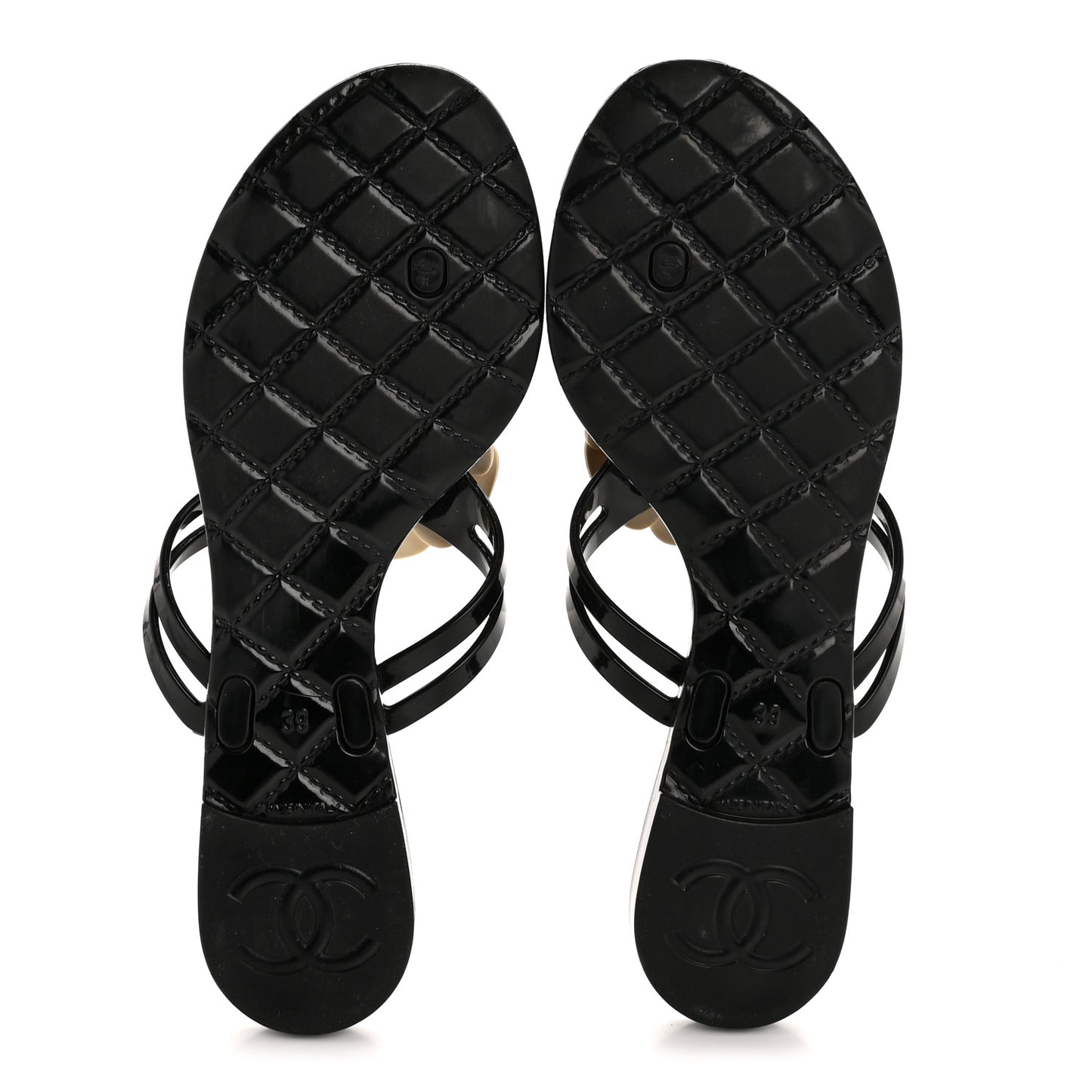 Jelly Camellia Thong Sandals 39 Black Ivory