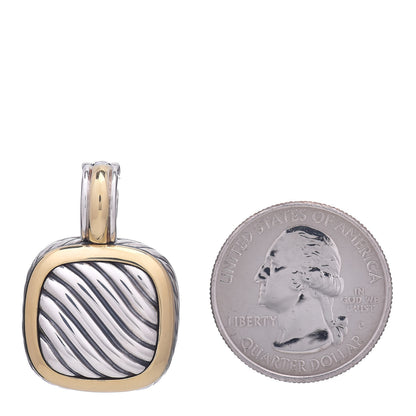 David Yurman Sterling Silver 18K Yellow Gold 16mm Sculpted Cable Enhancer Pendant 2 of 3