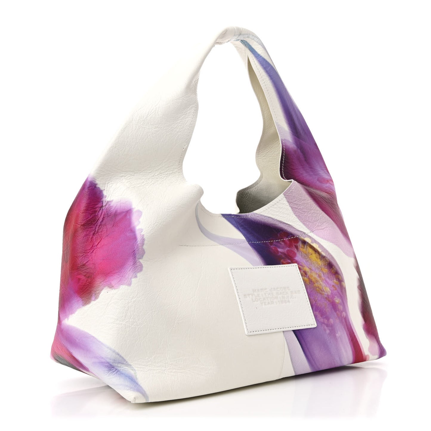 Crinkled Calfskin Future Floral Medium The Sack Bag White Multicolor
