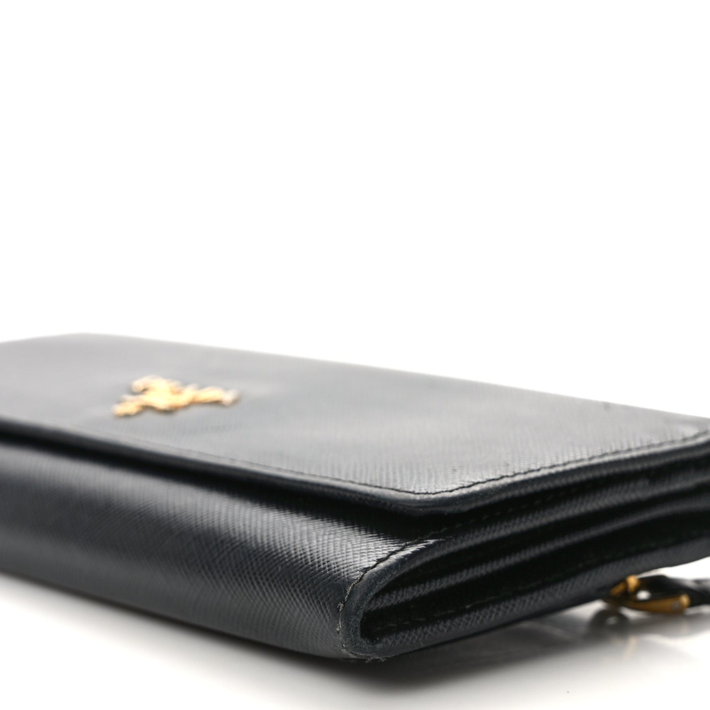 Saffiano Metal Continental Flap Wallet Black