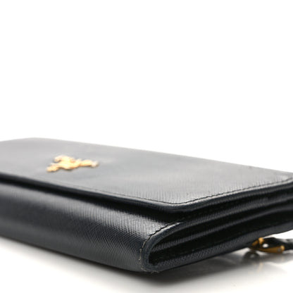 Prada Saffiano Metal Continental Flap Wallet Black 10 of 12