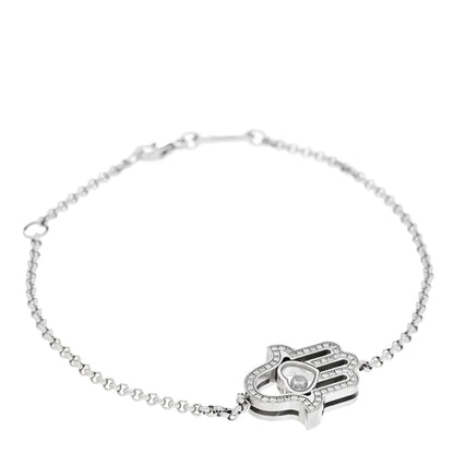 Chopard 18K White Gold Diamond Happy Diamonds Hamsa Bracelet 1 of 5