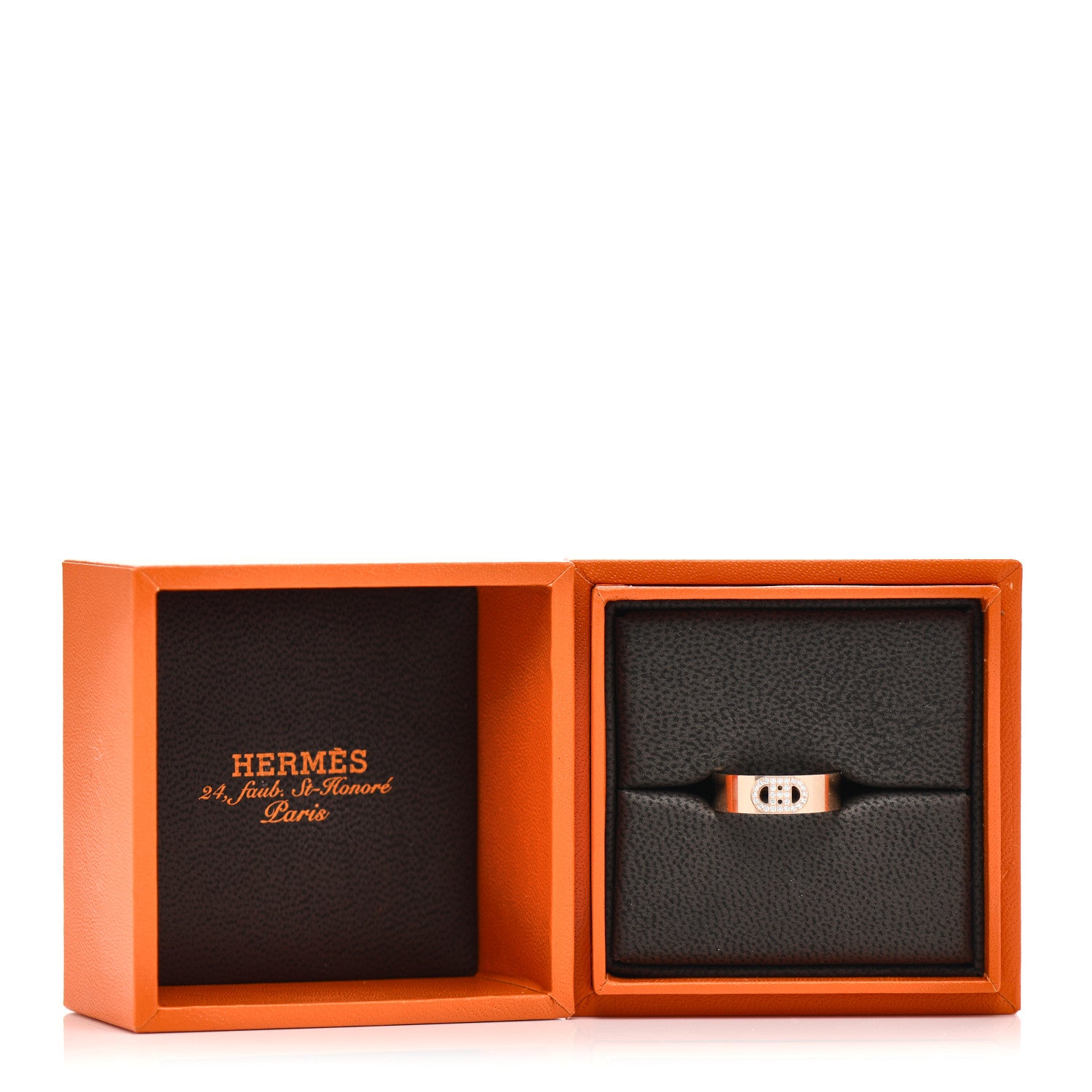 Hermes 18K Rose Gold Diamond PM H D'Ancre Ring 51 5.75 5 of 5