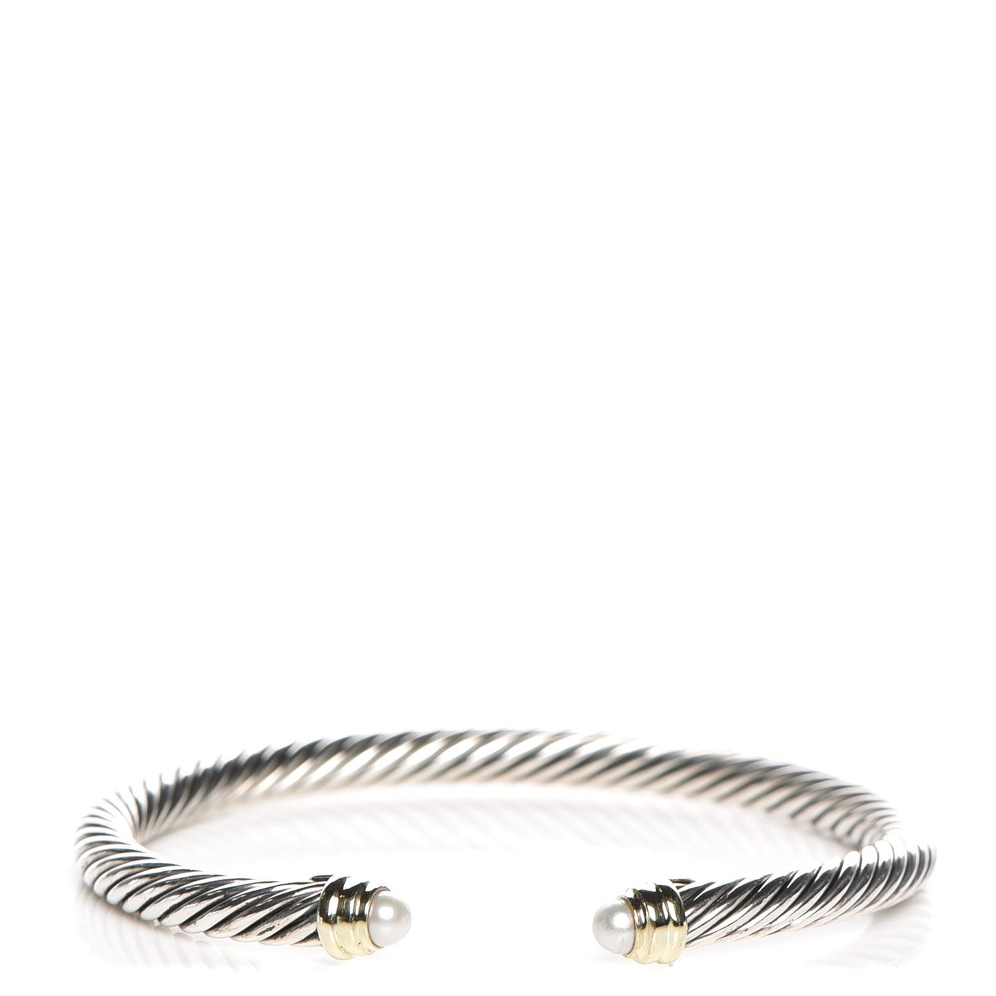 Sterling Silver 14K Yellow Gold Pearl 5mm Cable Classics Petite Color Bracelet