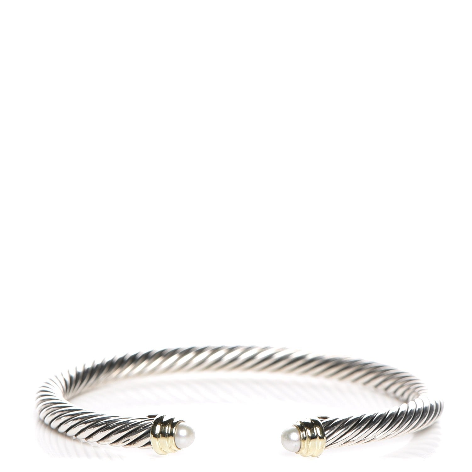 David Yurman Sterling Silver 14K Yellow Gold Pearl 5mm Cable Classics Petite Color Bracelet 1 of 6