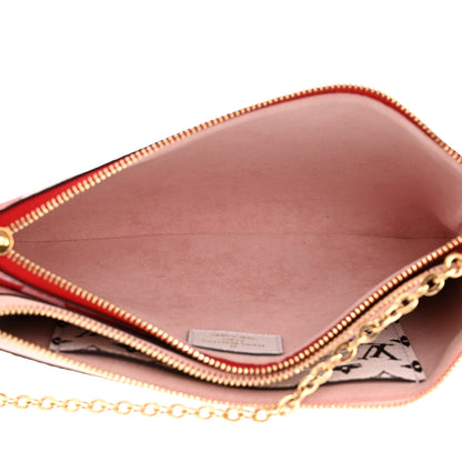 Louis Vuitton Monogram Giant Double Zip Pochette Rouge 6 of 10