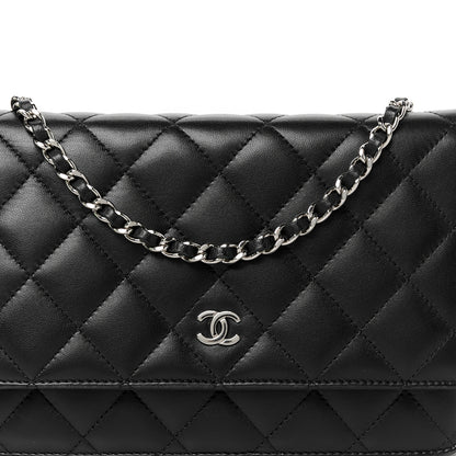 Chanel Lambskin Quilted Wallet On Chain WOC Black 9 of 12