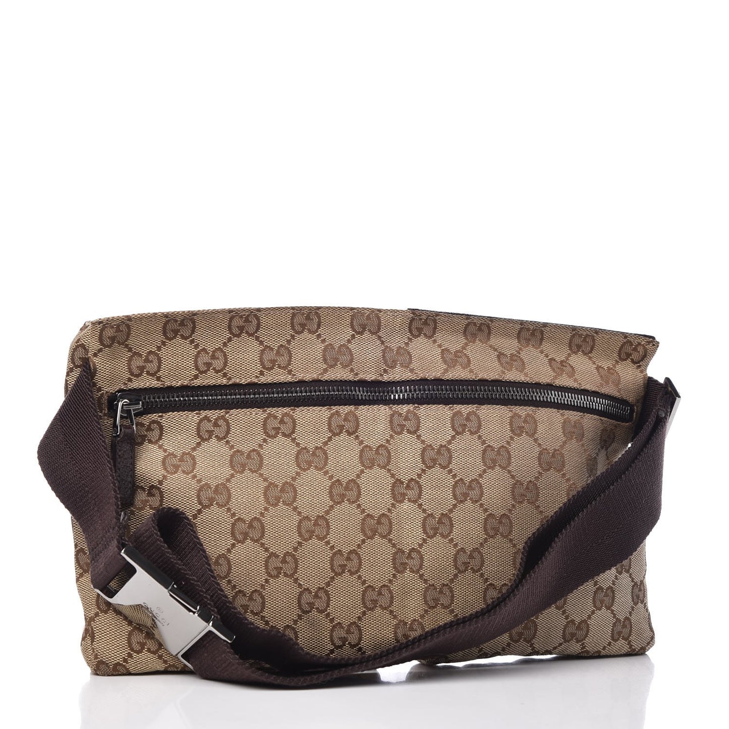 GG Monogram Double Pocket Belt Bag Dark Brown