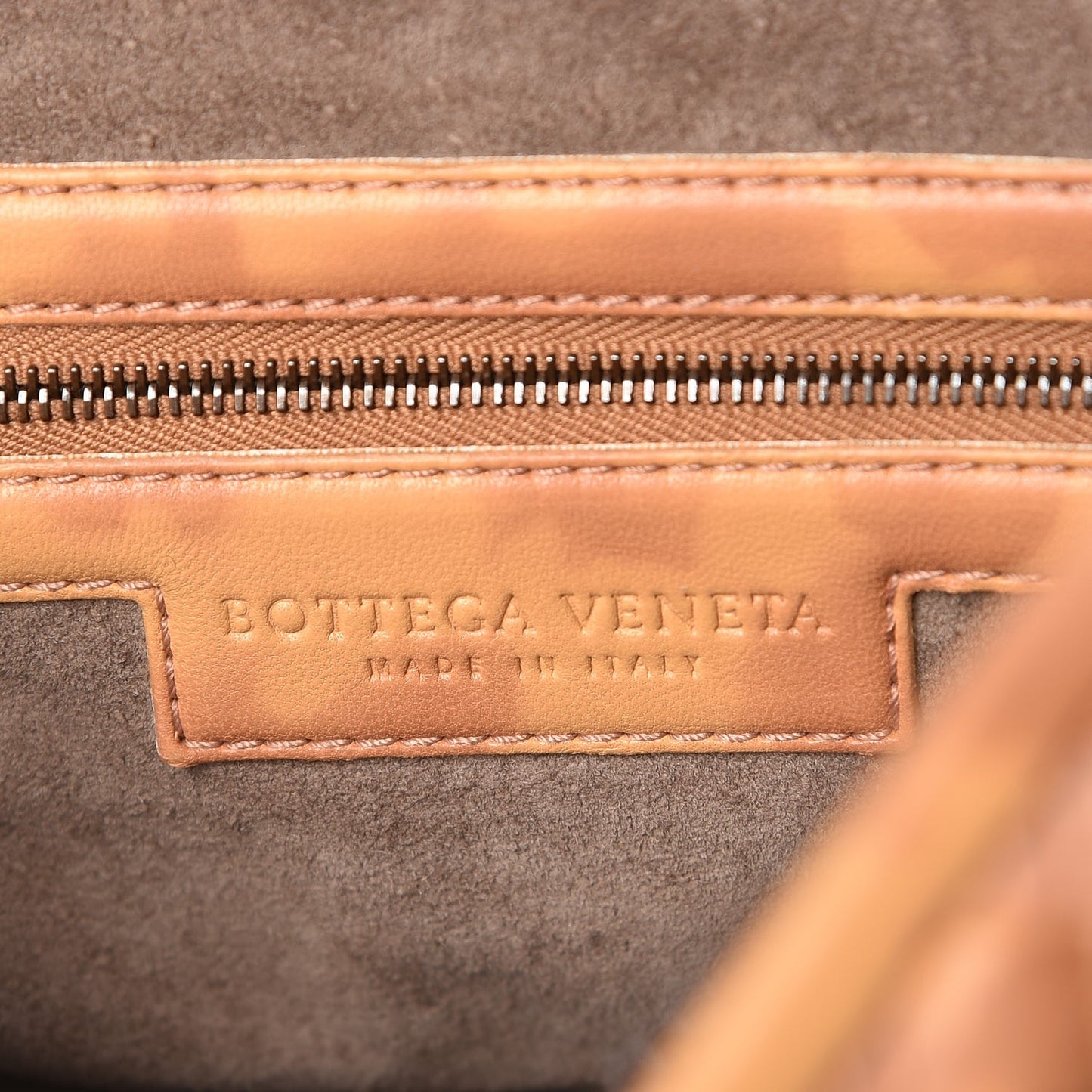 Nappa Intrecciato Embroidered Satchel Brown