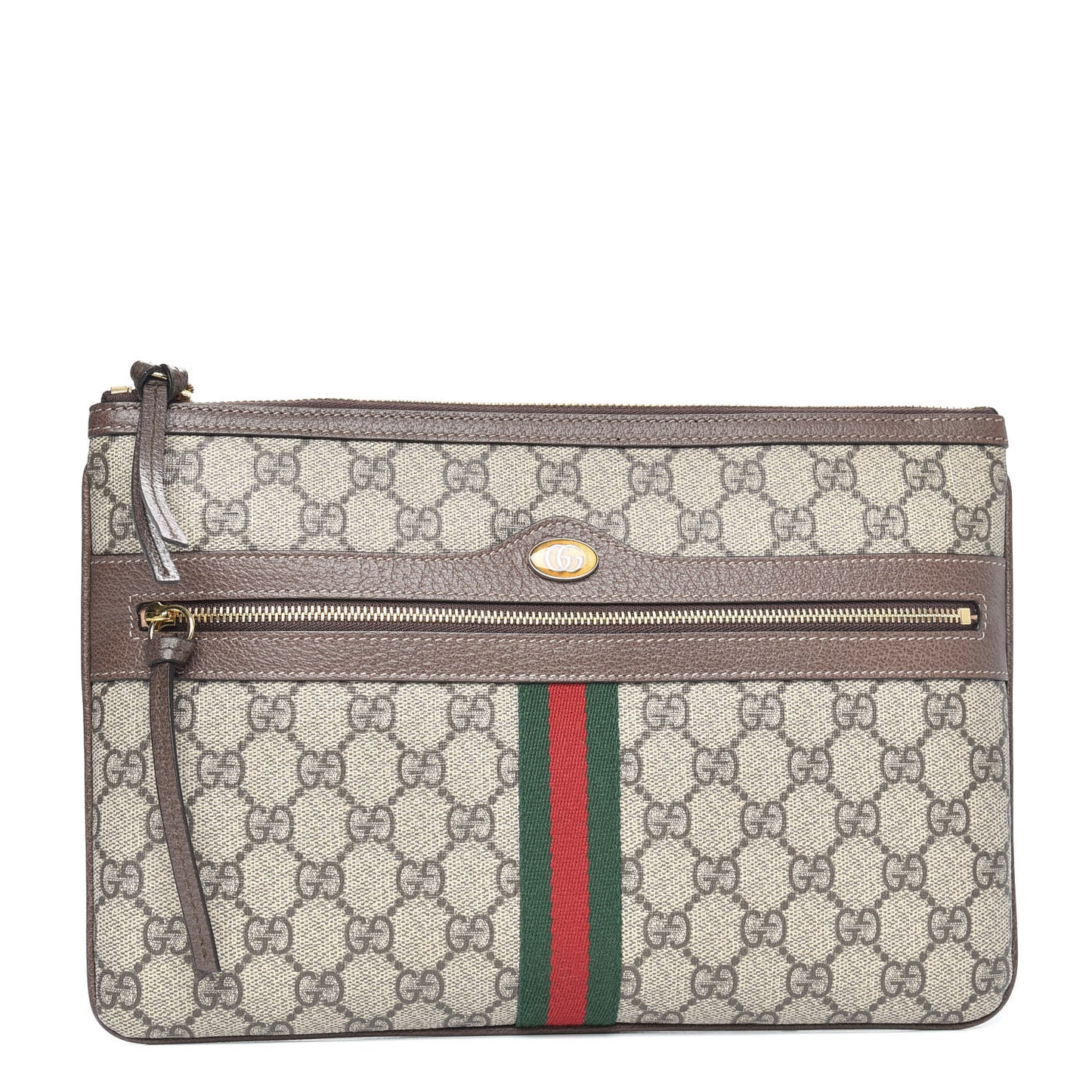 GG Supreme Monogram Large Ophidia Pouch Clutch Brown