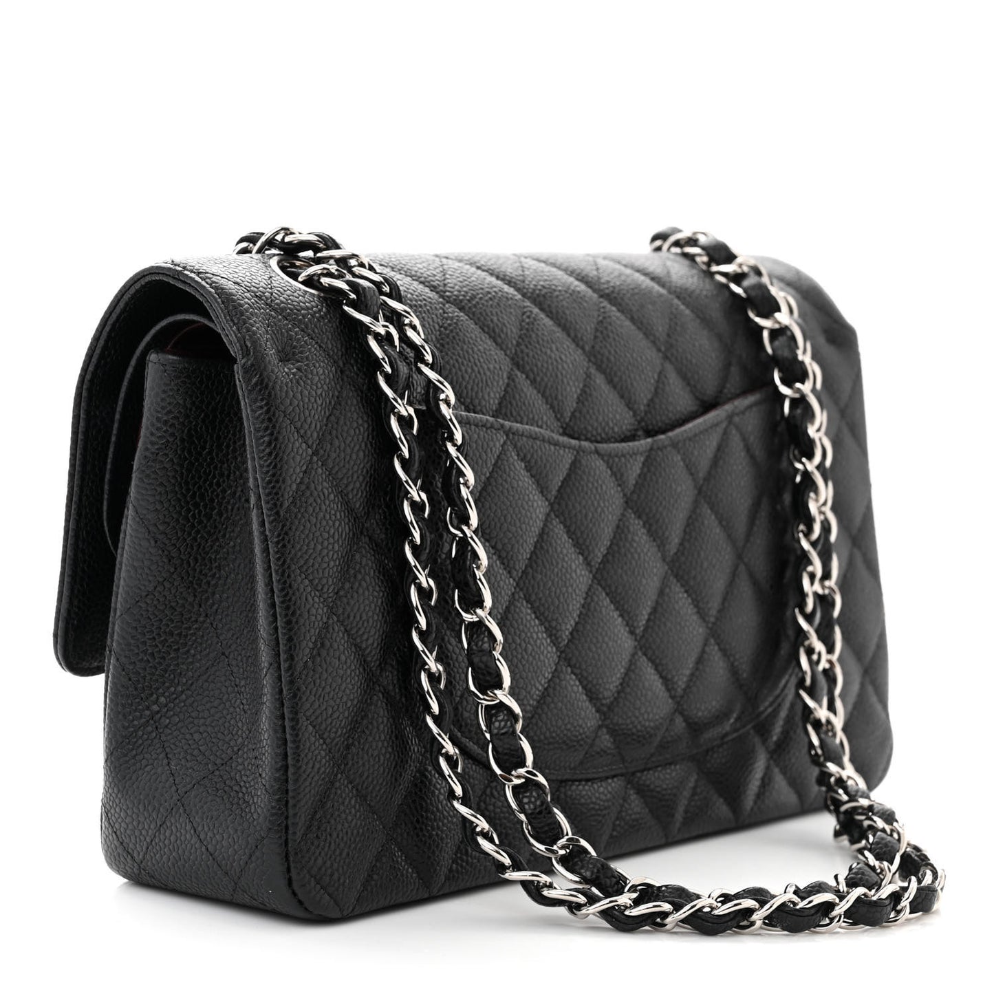 Caviar Quilted Medium Double Flap Black