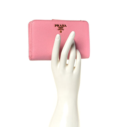 Prada Saffiano Colour Metal Compact Wallet Petalo Peonia 2 of 9