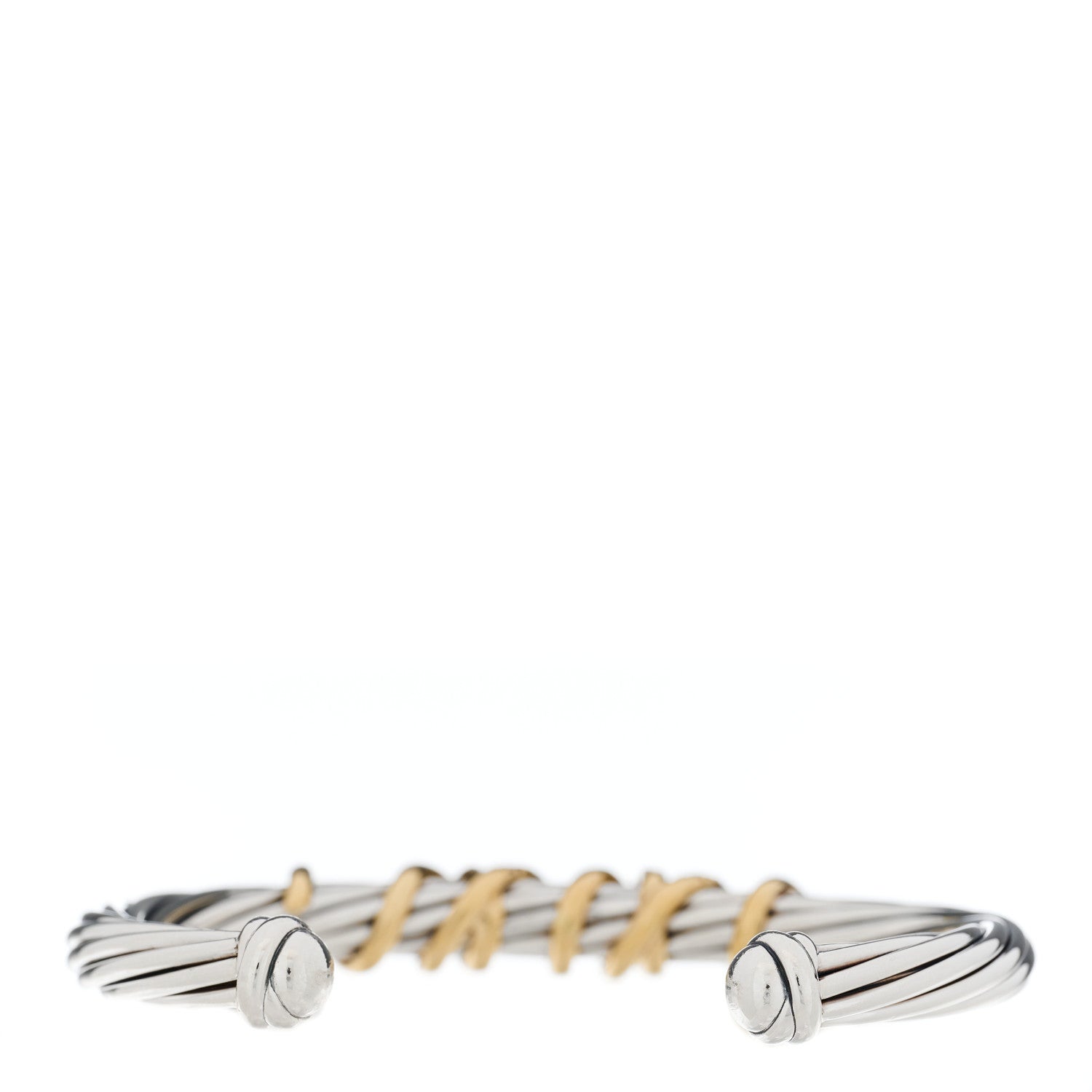 David Yurman Sterling Silver 18K Yellow Gold Diamond 6mm Helena Station Bracelet 2 of 4