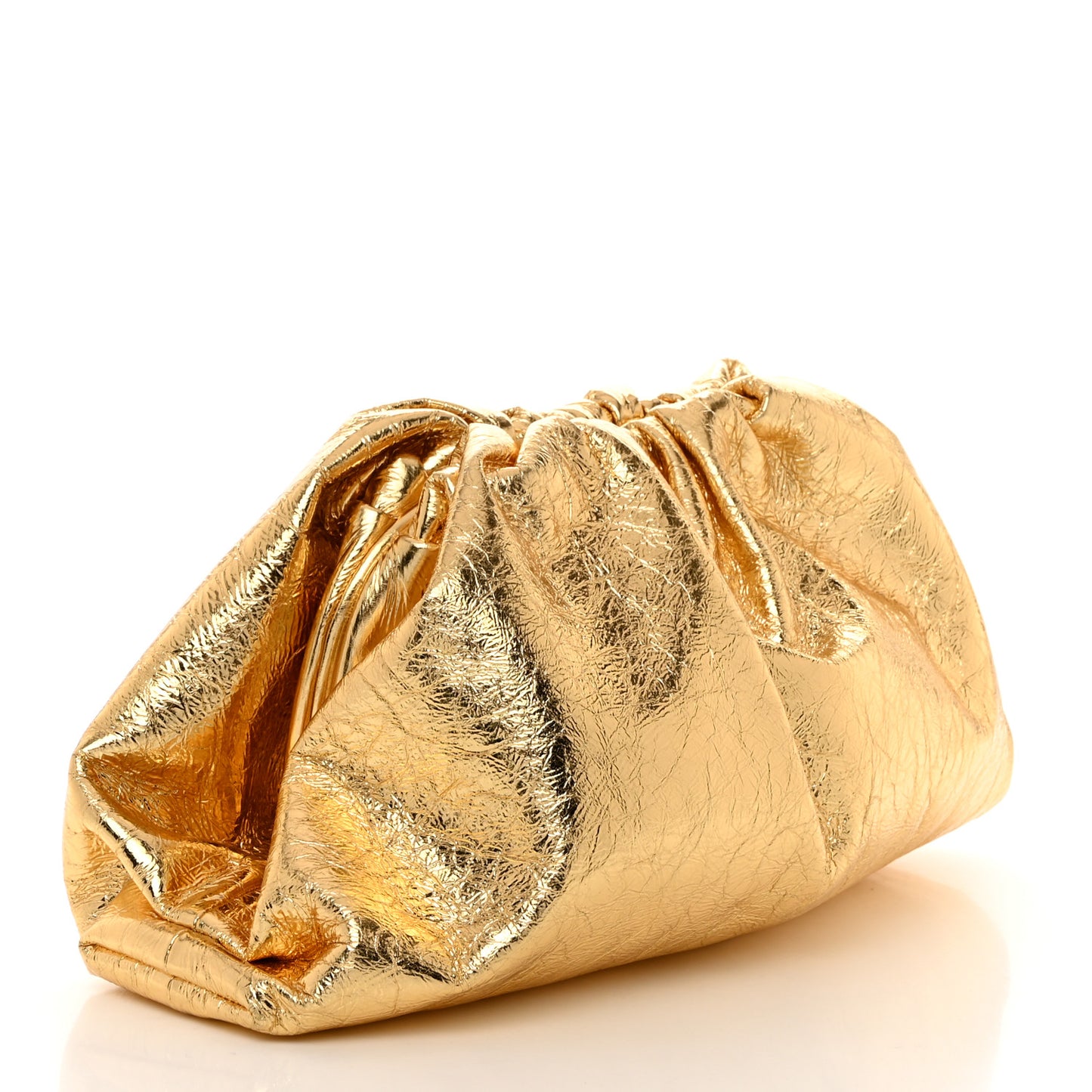 Metallic Crinkled Lambskin The Pouch Oversized Clutch Oro