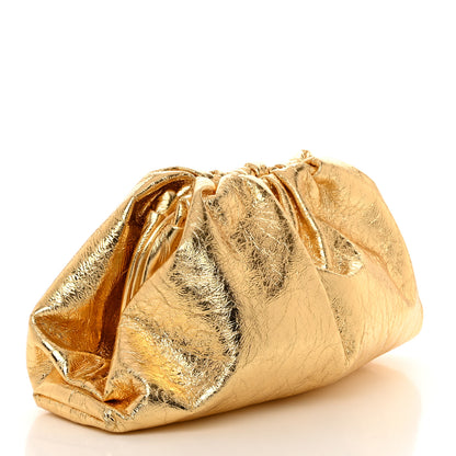 Bottega Veneta Metallic Crinkled Lambskin The Pouch Oversized Clutch Oro 3 of 7