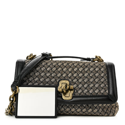 Bottega Veneta Metallic Wool Woven Patent Ayers Olimpia Knot Gold Black 1 of 10