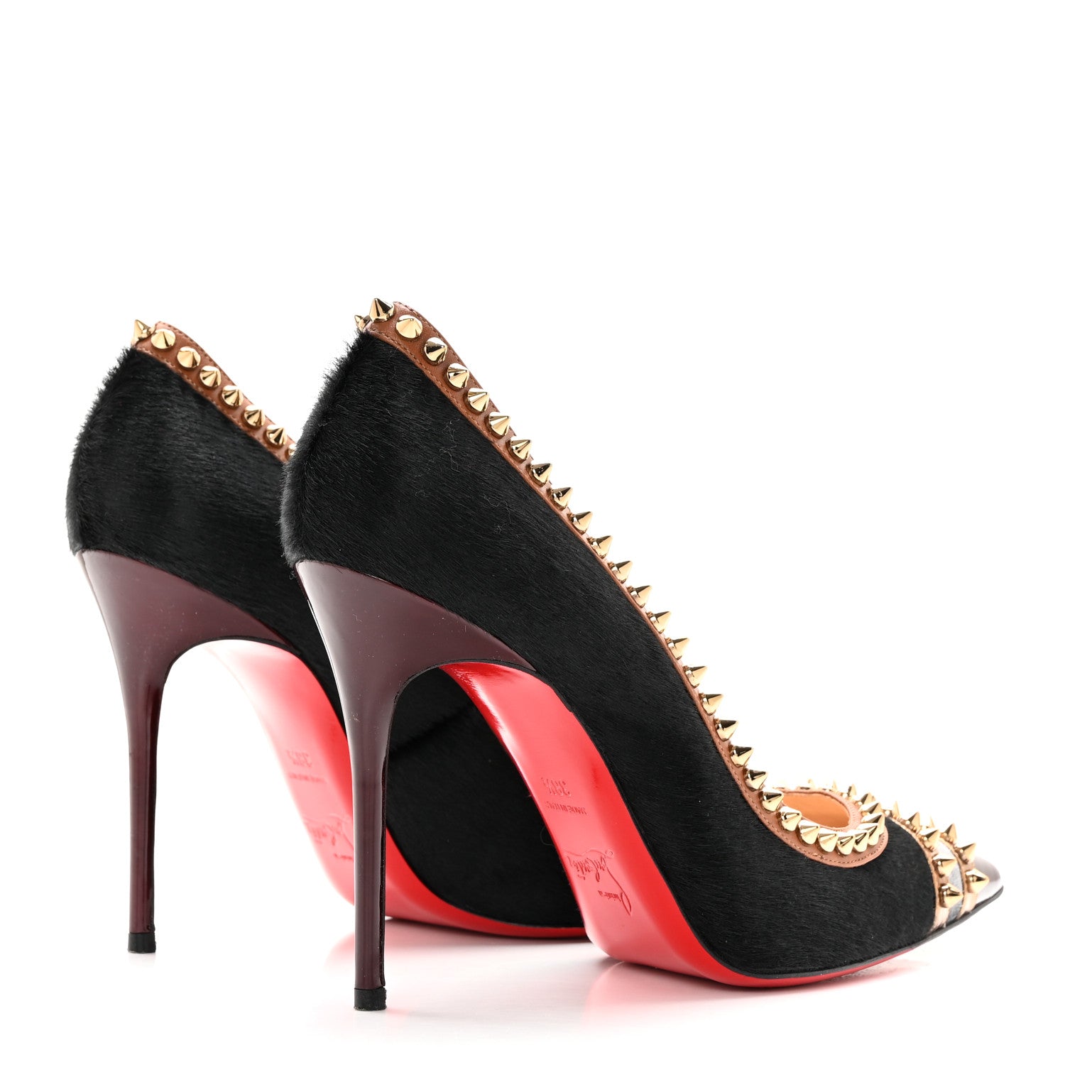 Christian Louboutin Pony Hair Malabar Hill Spikes 100 Pumps 38.5 Black 4 of 15