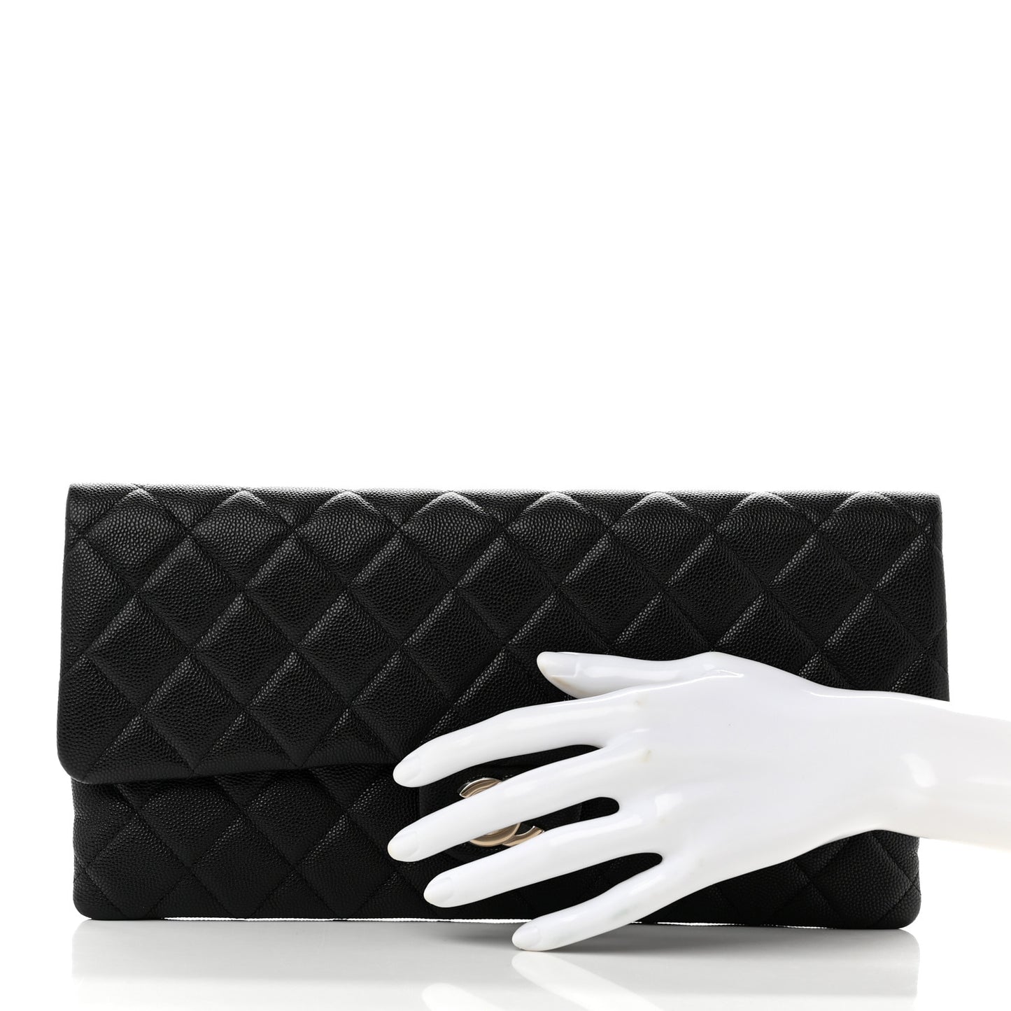 Caviar Quilted Flap Clutch Black