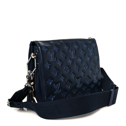 Louis Vuitton Lambskin Embossed Monogram Coussin PM Navy 3 of 12