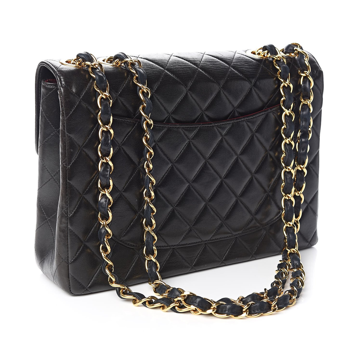 Lambskin Quilted XL Jumbo Single Flap Black