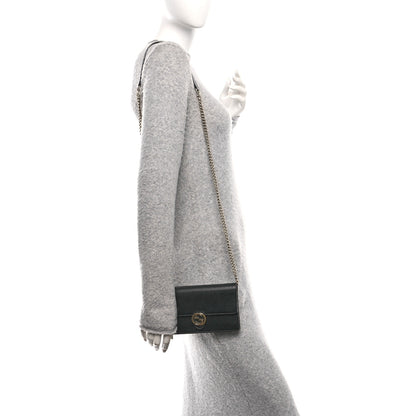 Gucci Dollar Calfskin Interlocking G Chain Wallet Black 2 of 11