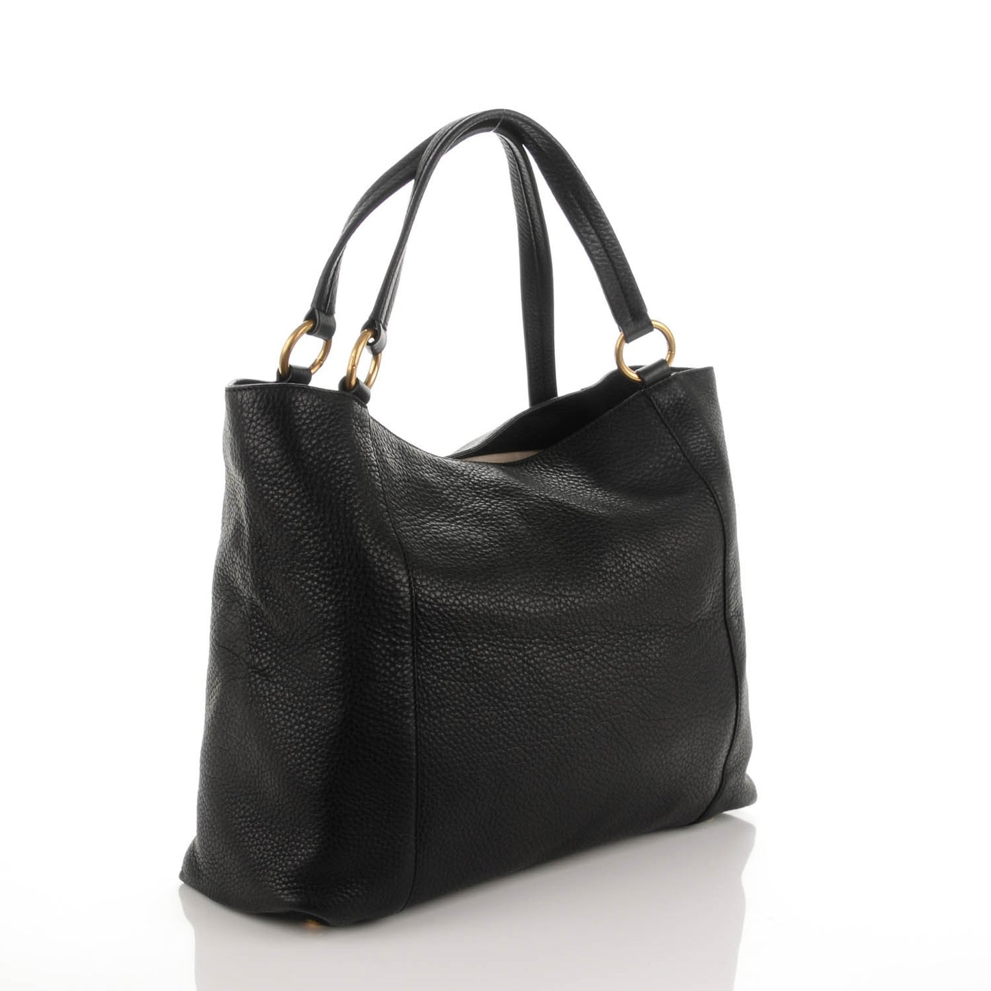 Pebbled Calfskin Medium Twill Tote Black