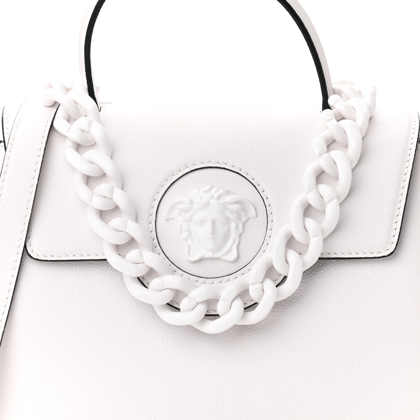 Calfskin Medium La Medusa Top Handle Handbag Optical White