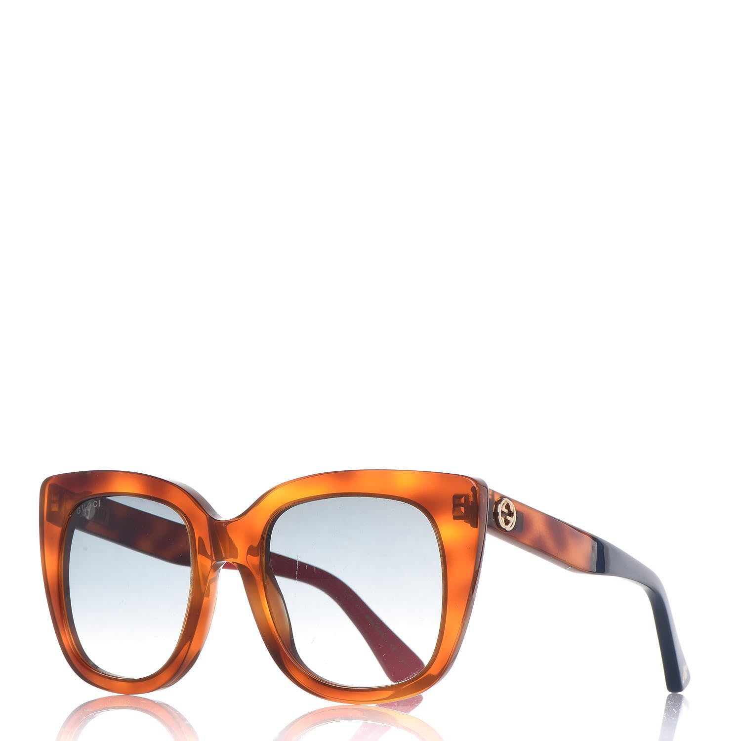 Gucci Cat Eye Optyl Web GG0163S Sunglasses Havana 1 of 6