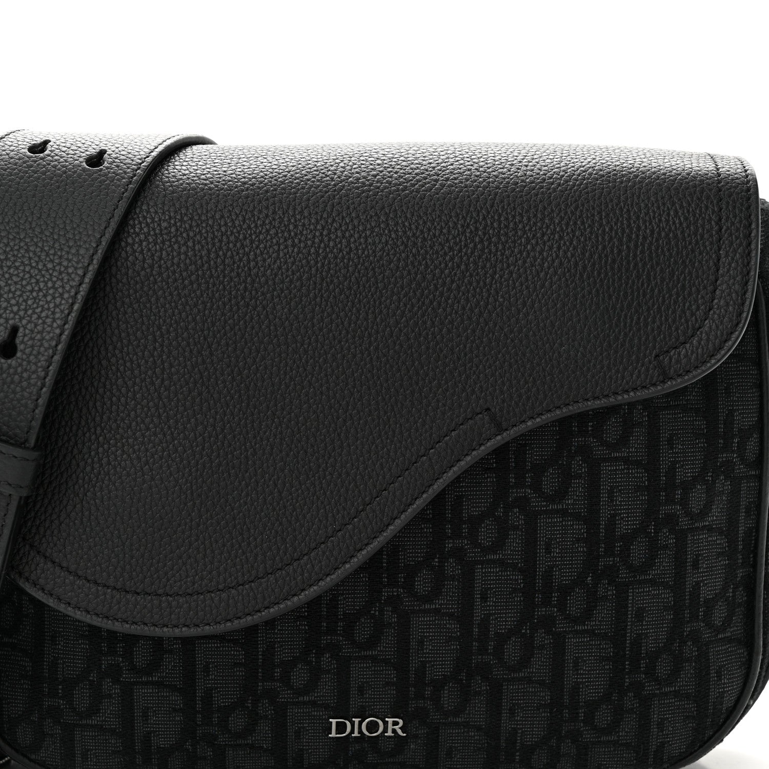 Christian Dior Grained Calfskin Oblique Mini Saddle Messenger Black 8 of 11
