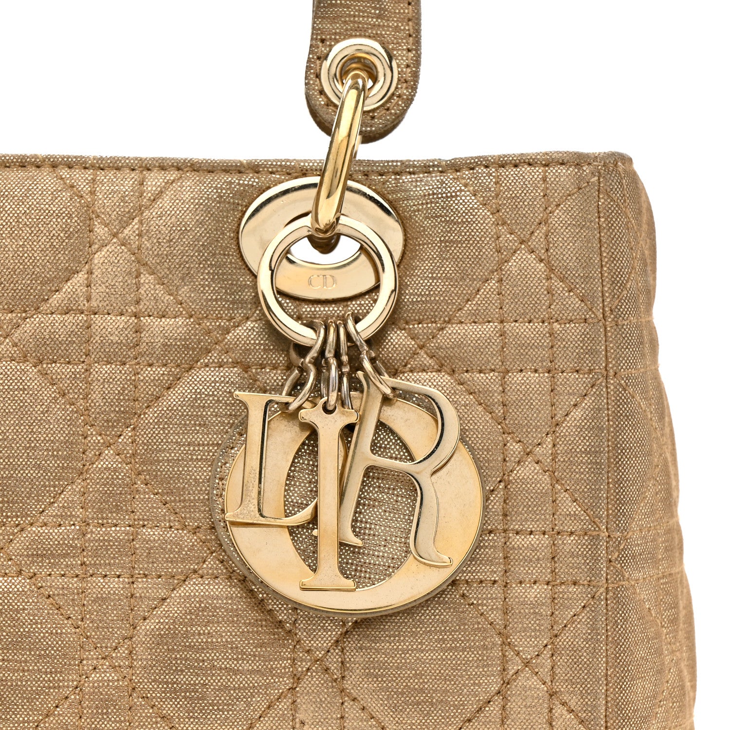 Christian Dior Metallic Nylon Cannage Medium Lady Dior Gold 8 of 12