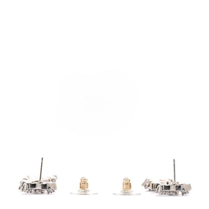 Chanel Crystal Cha-Nel Logo Drop Earrings Silver 3 of 5