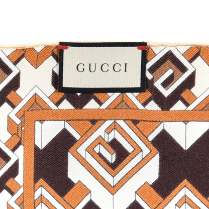 Gucci Silk Geometric G Print Square Scarf Beige Ebony 2 of 3
