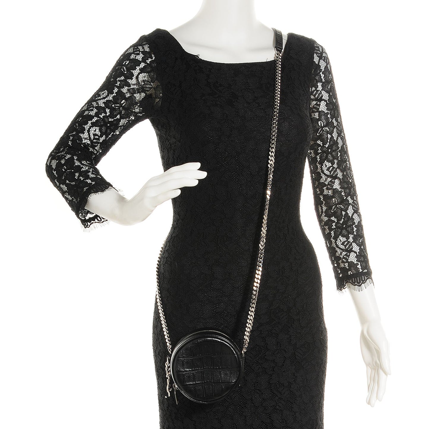 Bubble Croc-Effect Leather Small Crossbody Black