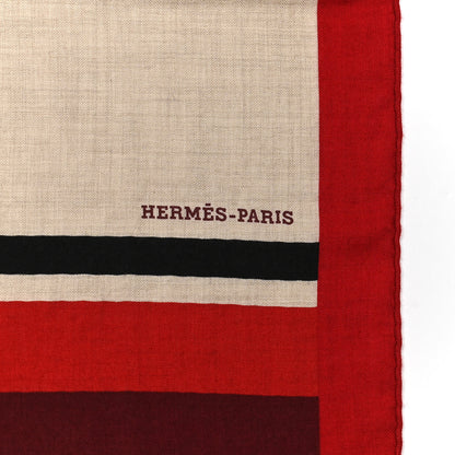 Hermes Cashmere Cheval A La Couverture Shawl 140 Naturel Rouge Bleu 4 of 5
