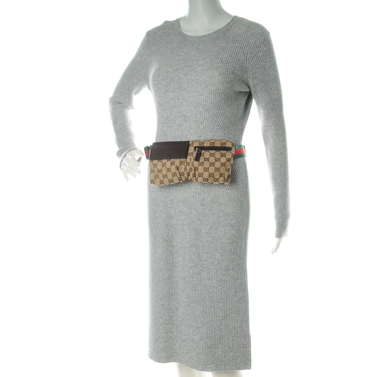 Gucci GG Monogram Double Pocket Belt Bag Dark Brown 2 of 7