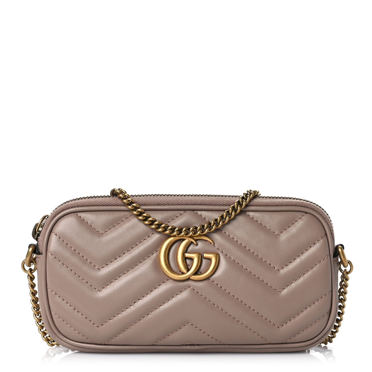 Calfskin Matelasse Mini GG Marmont Chain Crossbody Bag Porcelain Rose