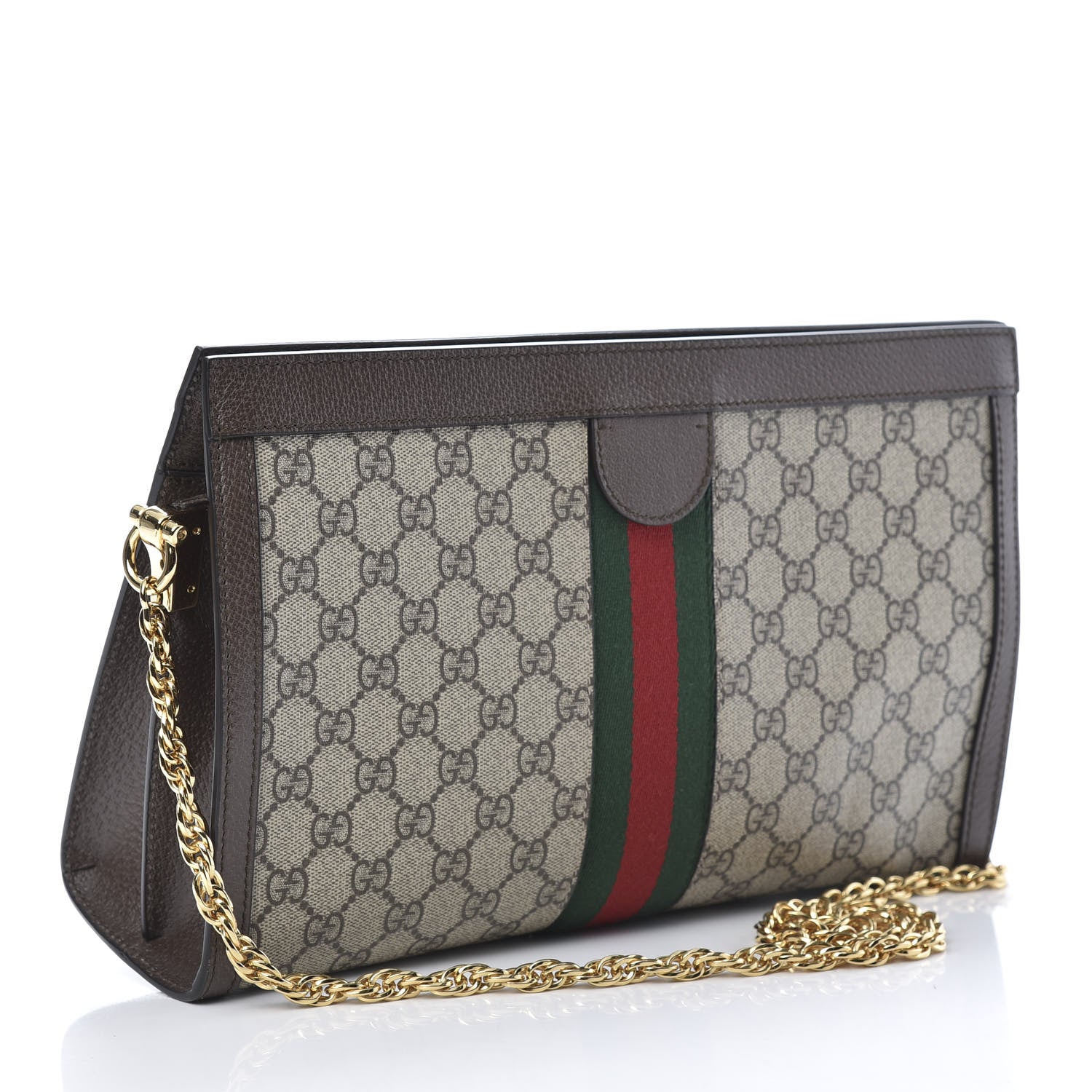 Gucci GG Supreme Monogram Web Medium Ophidia Chain Shoulder Bag Brown 3 of 13