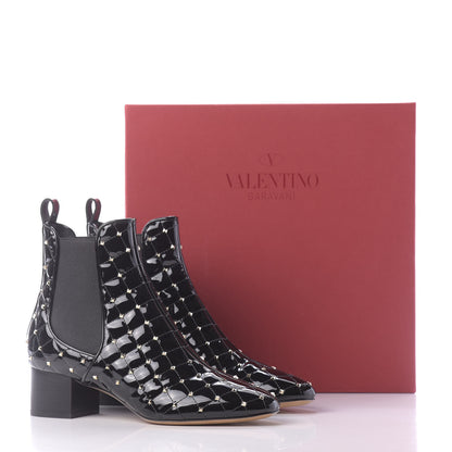 Valentino Garavani Patent Rockstud Spike Chelsea Ankle Boots 39 Black 11 of 11