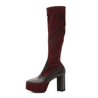 Louis Vuitton Suede Podium Platform High Boots 38.5 Bordeaux 1 of 8