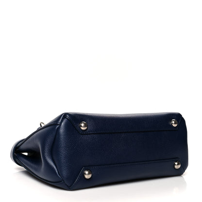 Burberry Grainy Calfskin House Check Small Banner Tote Regency Blue 1 of 13