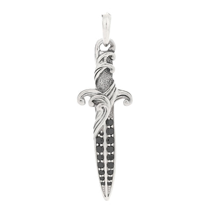 David Yurman Sterling Silver Black Diamond Waves Dagger Amulet Pendant 1 of 3