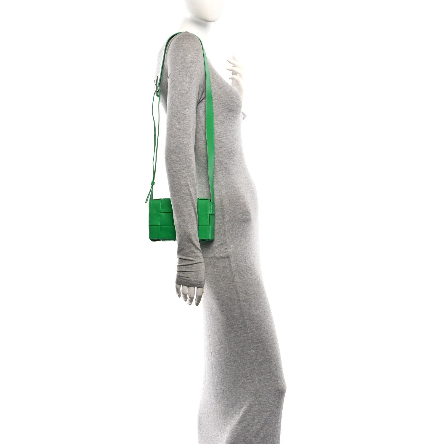 Bottega Veneta Paper Calfskin Maxi Intreccio Small Cassette Crossbody Bag Grass 2 of 11