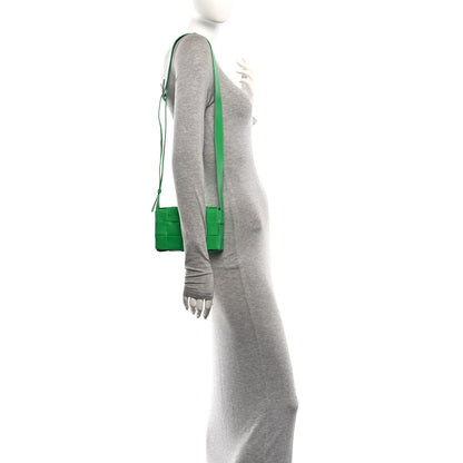 Bottega Veneta Paper Calfskin Maxi Intreccio Small Cassette Crossbody Bag Grass 2 of 11