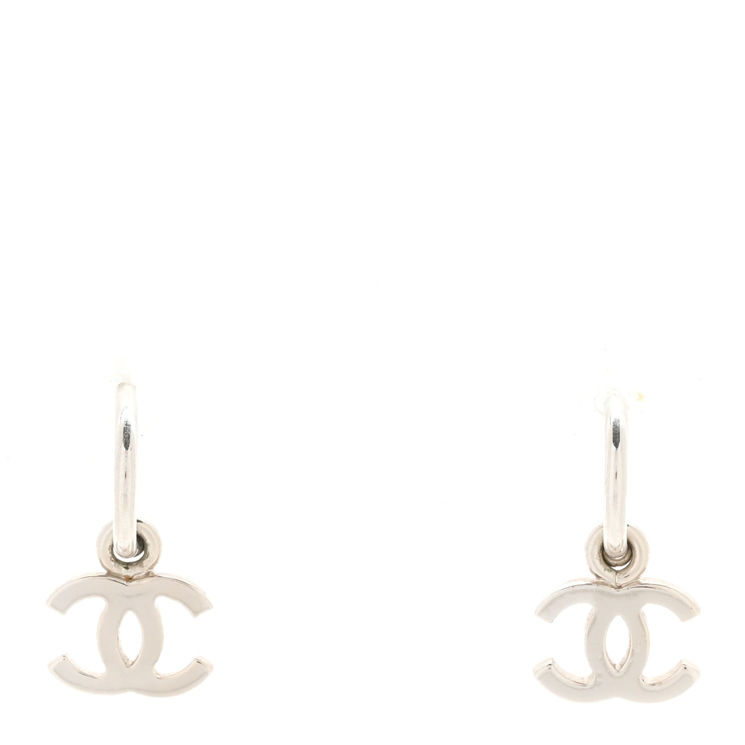 Chanel CC Drop Earrings Silver 1 of 4