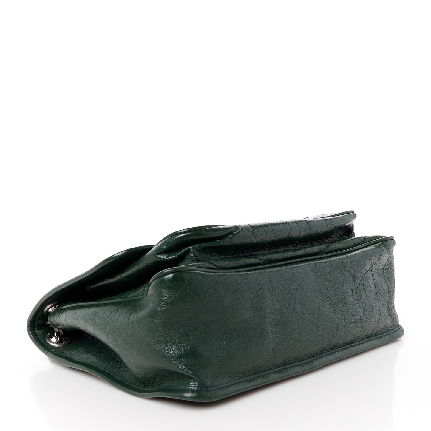 Crinkled Calfskin Matelasse Monogram Medium Niki Chain Satchel Military Olive