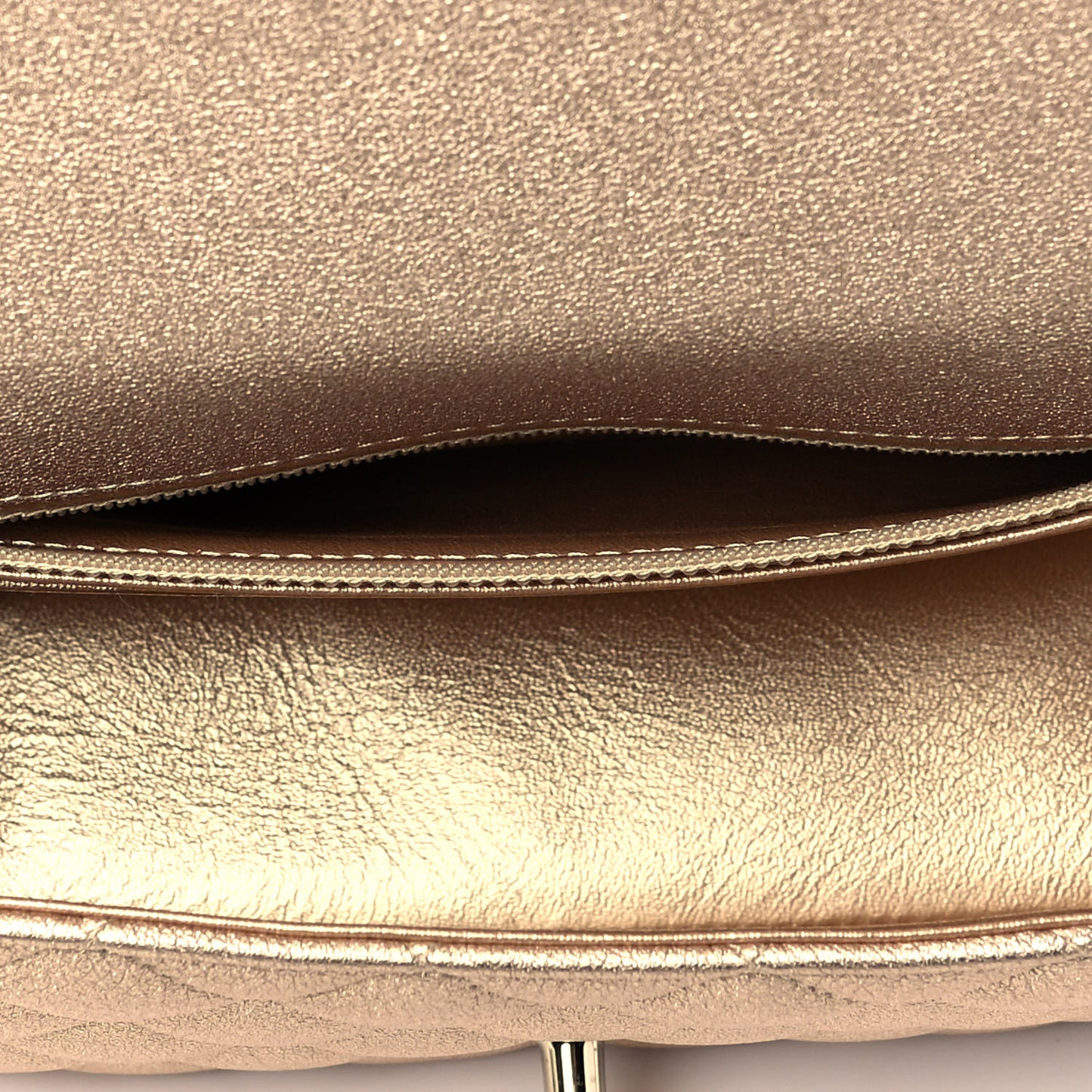 Metallic Lambskin Quilted Mini Rectangular Flap Gold