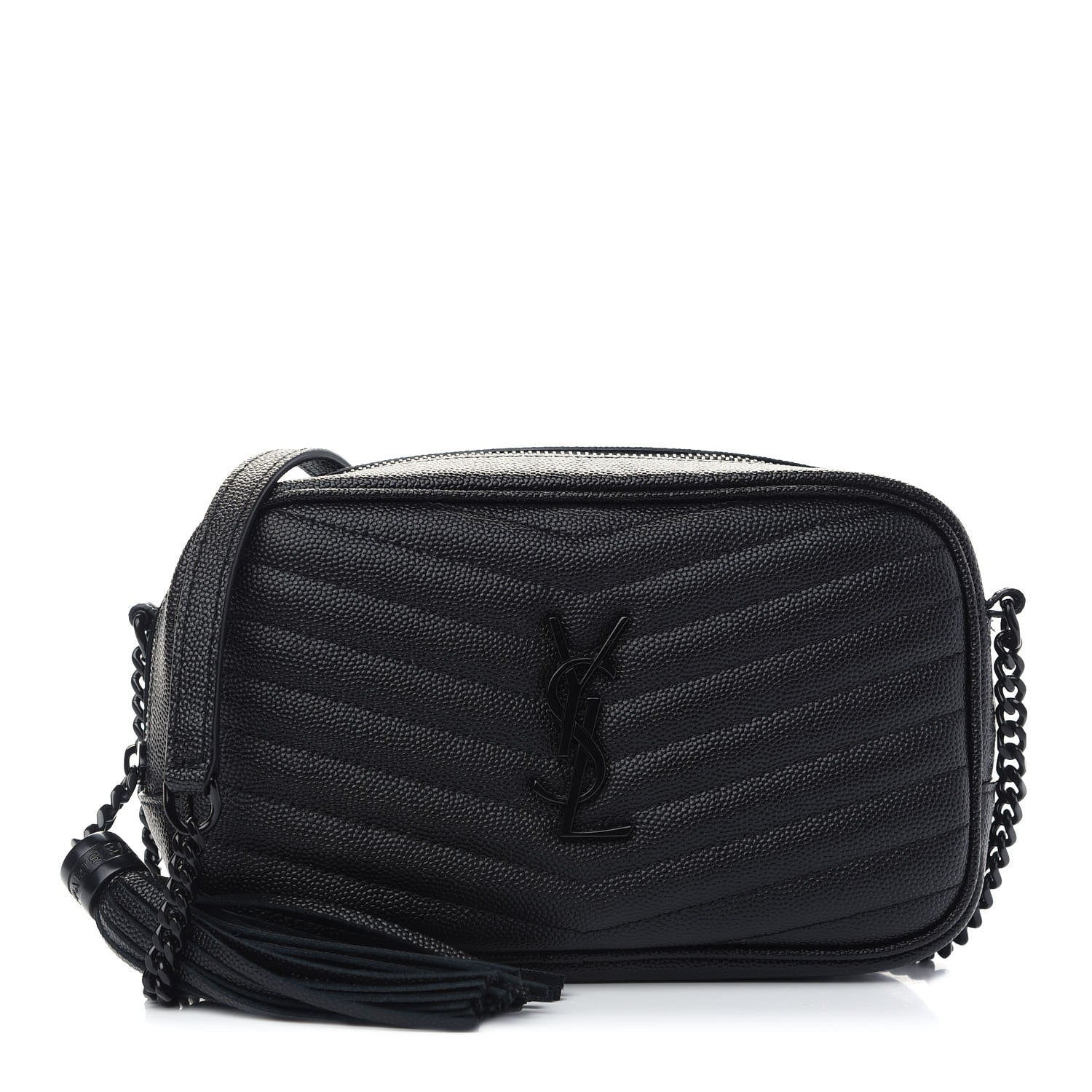 Saint Laurent Grain De Poudre Matelasse Monogram Mini Lou Camera Bag Black 1 of 8