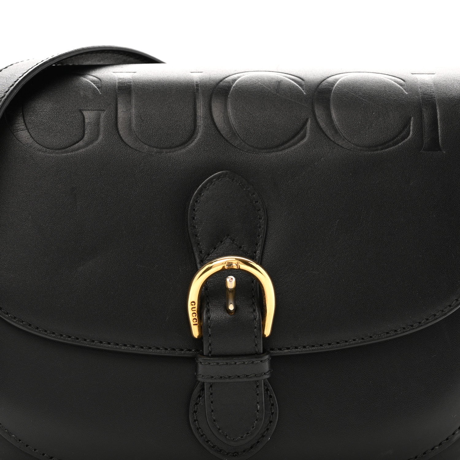 Gucci Charisma Calfskin Gucci Embossed Shoulder Flap Bag Black 8 of 14