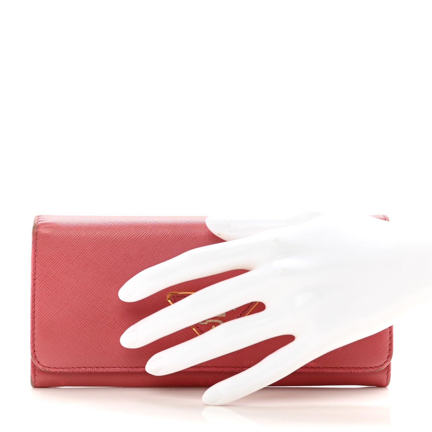 Prada Saffiano Metal Continental Flap Wallet Fragola 2 of 9